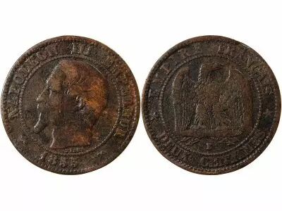France Napol�on III - 2 Centimes 1855 B Rouen Vari�t� Ancre