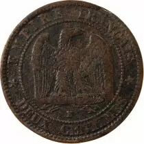 France Napoléon III - 2 Centimes 1855 B Rouen Variété Ancre