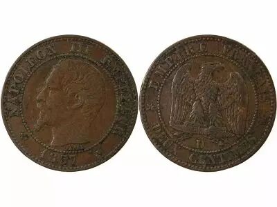 France Napol�on III - 2 Centimes 1855 D Lyon Vari�t� Ancre Grand D