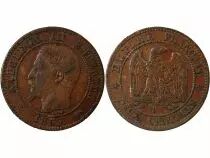 France Napoléon III - 2 Centimes 1855 D Lyon Variété Chien Petit D