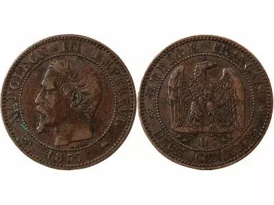 France Napol�on III - 2 Centimes 1857 D Lyon - Ancre Petit Lion