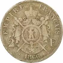 France Napol&eacute;on III - 2 Francs Argent, T&ecirc;te laur&eacute;e - 1866 BB Strasbourg