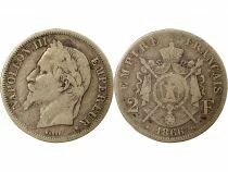 France Napol&eacute;on III - 2 Francs Argent, T&ecirc;te Laur&eacute;e - 1866 BB Strasbourg