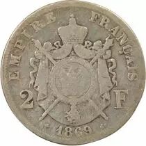 France Napol&eacute;on III - 2 Francs Argent, T&ecirc;te laur&eacute;e - 1869 BB Strasbourg