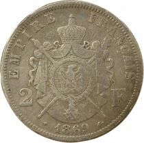 France Napol&eacute;on III - 2 Francs Argent, T&ecirc;te Laur&eacute;e - 1869 BB Strasbourg