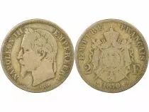 France Napoléon III - 2 Francs Argent, Tête laurée - 1870 A Paris
