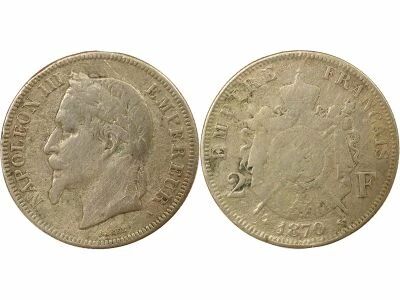 France Napol�on III - 2 Francs Argent, T�te Laur�e - 1870 A Paris