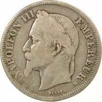 France Napoleon III - 2 Silver Franc, Laureate Head - 1869 BB Strasbourg