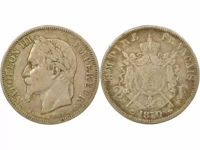 France Napoleon III - 2 Silver Franc, Laureate Head - 1870 A Paris