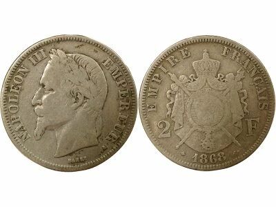 France Napoleon III - 2 Silver Francs, Laureate Head - 1868 A Paris