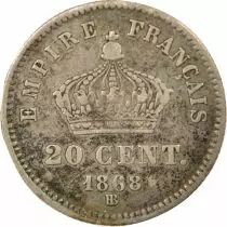 France Napoleon III - 20 Silver Centimes - 1868 BB Strasbourg