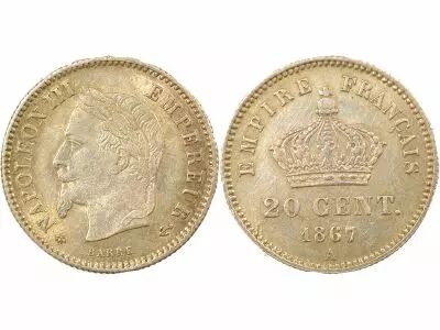 France Napoleon III - 20 Silver Centimes , Big Diameter - 1867 A Paris