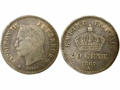France Napoleon III - 20 Silver Centimes , Big Diameter - 1867 A Paris