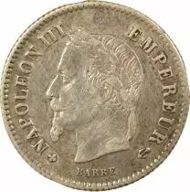 France Napoleon III - 20 Silver Centimes , Big Diameter - 1867 BB Strasbourg