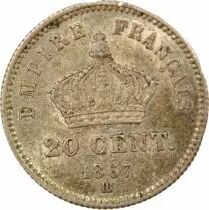 France Napoleon III - 20 Silver Centimes , Big Diameter - 1867 BB Strasbourg