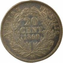 France Napoleon III - 20 Silver Centimes, Bare Head - 1860 A Paris