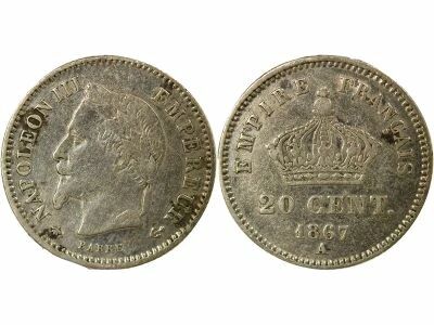 France Napoleon III - 20 Silver Centimes, Big Diameter - 1867 A Paris