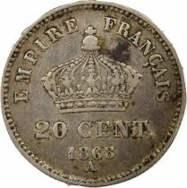 France Napoleon III - 20 Silver Centimes, Large Diameter - 1867 A Paris