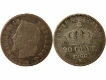 France Napoleon III - 20 Silver Centimes, Laureate, Small Diameter - 1866 K Bordeaux