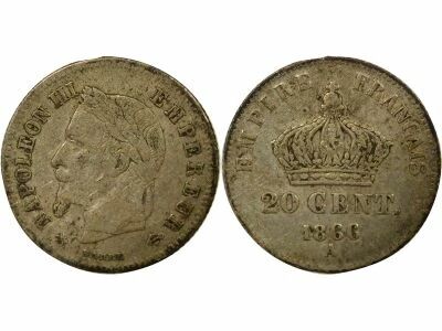 France Napoleon III - 20 Silver Centimes, Small Diameter - 1866 A Paris