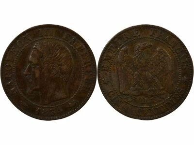 France Napol�on III - 5 Centimes, T�te nue  - 1854 D Lyon