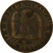 France Napoleon III - 5 Cents, Bare Head - 1855 W Lille