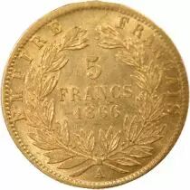France Napol&eacute;on III - 5 Francs Or, T&ecirc;te laur&eacute;e - 1866 A Paris