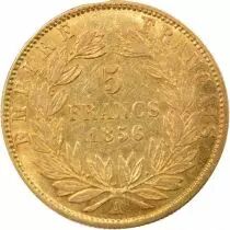 France Napoleon III - 5 Gold Francs, Bare Head - 1856 A Paris