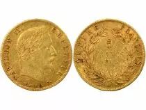 France Napoleon III - 5 Gold Francs, Laureate Head - 1865 BB Strasbourg