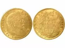 France Napoleon III - 5 Gold Francs, Laureate Head - 1866 A Paris