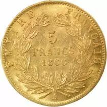 France Napoleon III - 5 Gold Francs, Laureate Head - 1866 A Paris