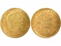 France Napoleon III - 5 Gold Francs, Laureate Head - 1866 A Paris