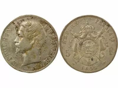 France Napoleon III - 5 Silver Francs, Bare Head - 1855 A Paris
