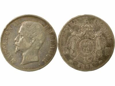 France Napoleon III - 5 Silver Francs, Bare Head - 1855 A Paris