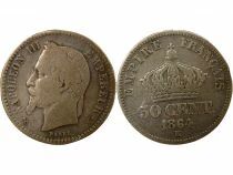 France Napol&eacute;on III - 50 Centimes Argent, T&ecirc;te Laur&eacute;e - 1864 K Bordeaux