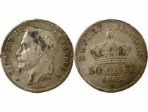 France Napol&eacute;on III - 50 Centimes Argent, T&ecirc;te Laur&eacute;e - 1865 BB Strasbourg