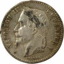 France Napol&eacute;on III - 50 Centimes Argent, T&ecirc;te Laur&eacute;e - 1865 BB Strasbourg