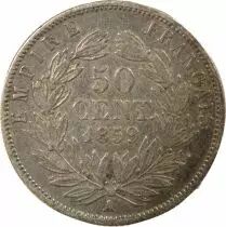 France Napoleon III - 50 Silver Centimes, Bare Head- 1859 A Paris