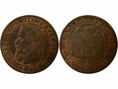 France Napoleon III - Cent, Laureate Head - 1862 A Paris