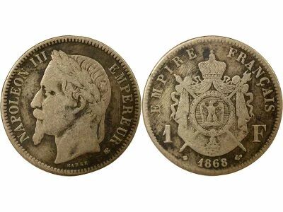France Napol�on III - Franc Argent, T�te Laur�e - 1866 Petit BB Strasbourg