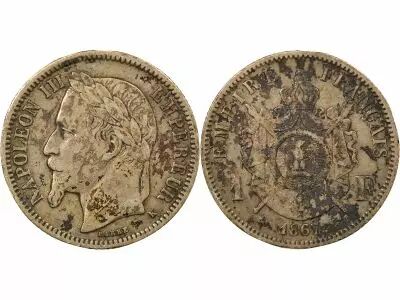 France Napol�on III - Franc Argent, T�te Laur�e - 1867 K Bordeaux