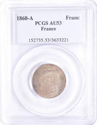 France Napol�on III - Franc Argent, T�te nue - 1860 A Paris Main