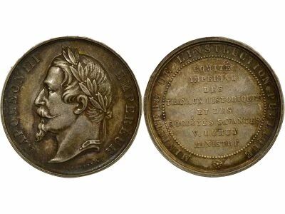 France Napol�on III - M�daille Argent, Com. Imp. des Trav. Hist. - 1863 / 1869 Paris