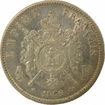 France Napoleon III - Silver Franc, Laureate Head - 1866 BB Strasbourg