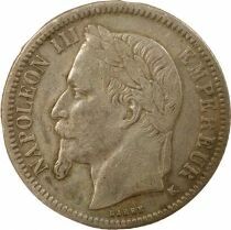 France Napoleon III - Silver Franc, Laureate Head - 1866 K Bordeaux