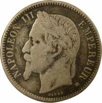 France Napoleon III - Silver Franc, Laureate Head - 1866 Small BB Strasbourg