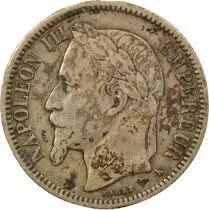 France Napoleon III - Silver Franc, Laureate Head- 1867 K Bordeaux