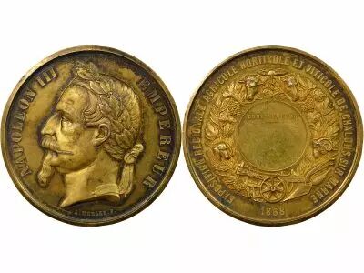 France Napol�on III - Silver-gilt Medal, Exp. of Ch�lons sur Marne - 1868