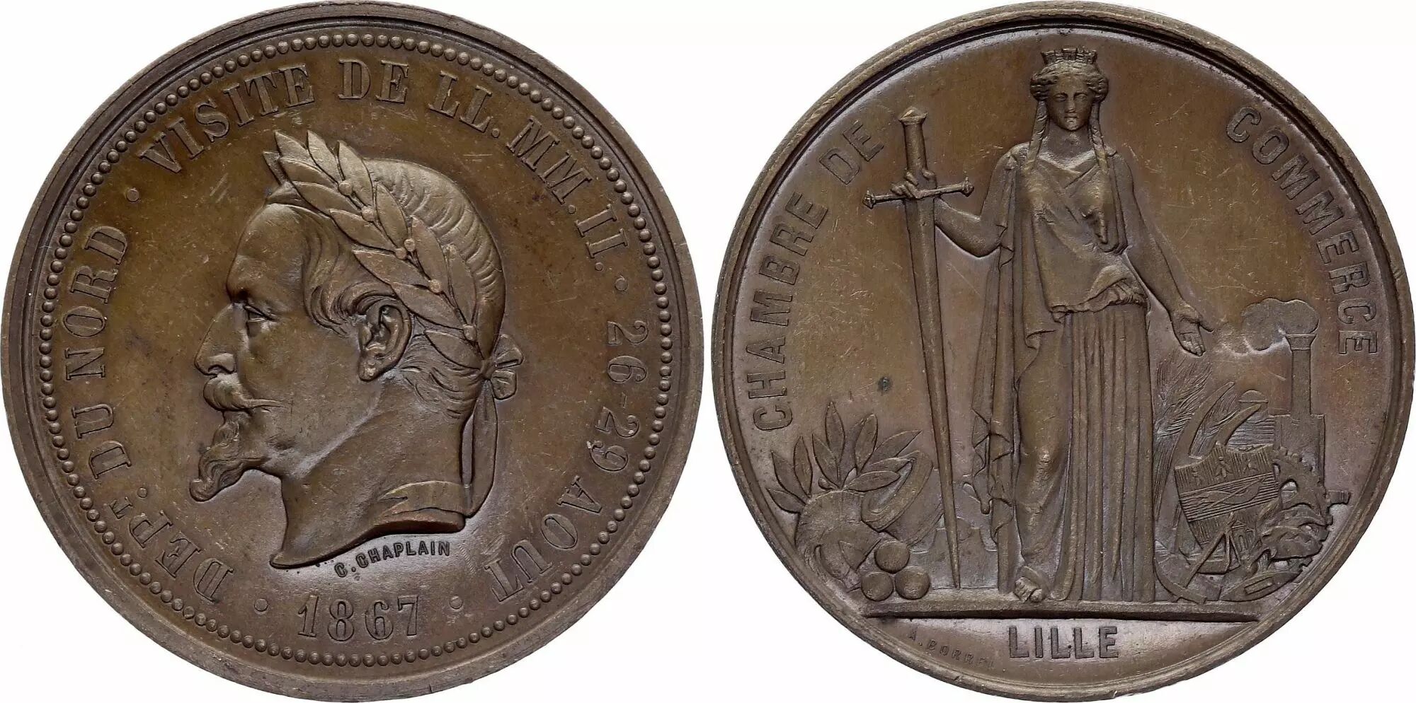 Coin France Napoleon III Visit to the Chamber of Commerce of Lille