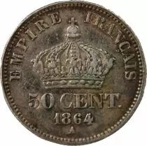 France Napoléon III, Tête Laurée - 50 Centimes Argent - 1864 A Paris